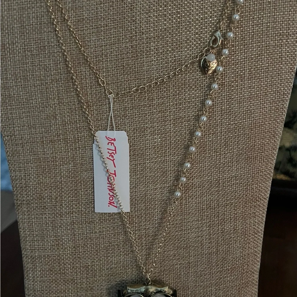 Betsy Johnson Owl Pendant Necklace.Black & Silver.Brand new with tags. - Picture 2 of 10